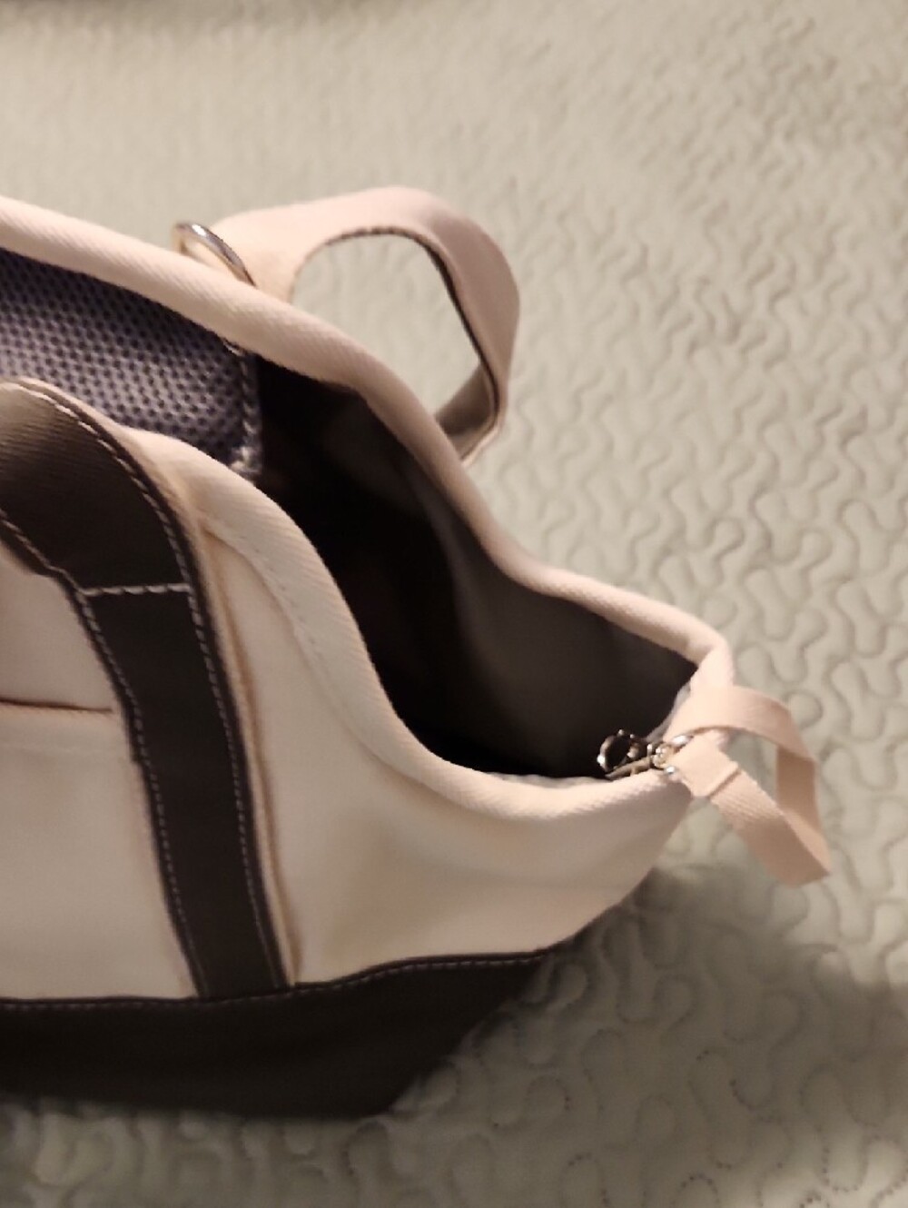 Lands' End Cream Canvas Tote with Brown Trim - Picture 10 of 11
